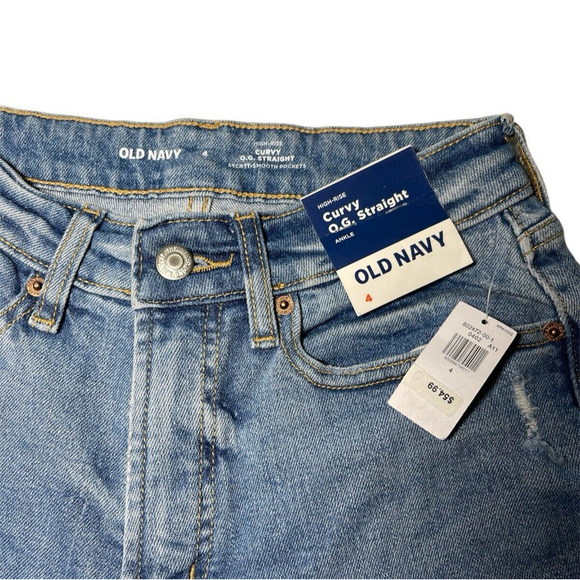 Old Navy Curvy O.G. Straight Ankle Jeans Size 4 High Rise Secret Smooth Pockets - Picture 4 of 10